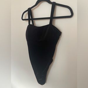 Good American Black Velvet Bodysuit